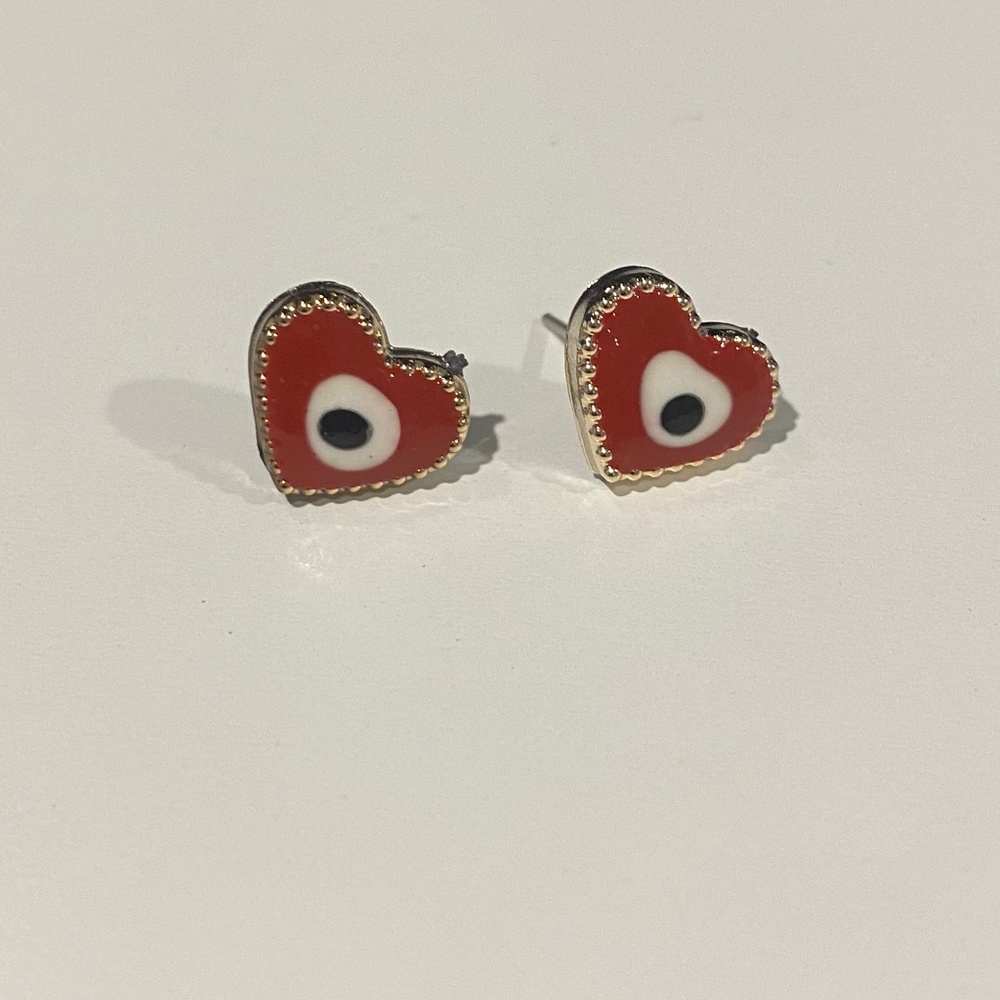 Heart evil eye earrings